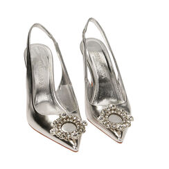 Décolleté slingback gioiello argento, tacco 9,5 cm, Primadonna, 212126328LMARGE035, 002 preview