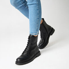 Anfibi neri con suola in gomma di 4 cm, Primadonna, 260685302EPNERO035, 002a