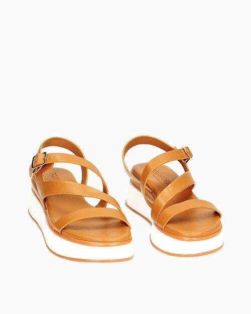 WOMEN SHOES WEDGE SYNTHETIC COGN, COGNAC