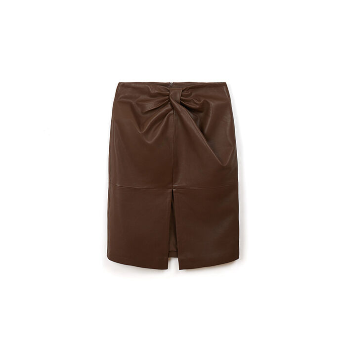 Falda marrón de poliuretano con detalles elegantes, Primadonna, 266550202EPMARRL