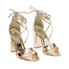 Sandalias con tacón doradas de laminado, Primadonna, 232760851LMOROG036, 002a