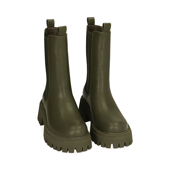 Chelsea boots donna verde militare tacco 5 5 cm Primadonna