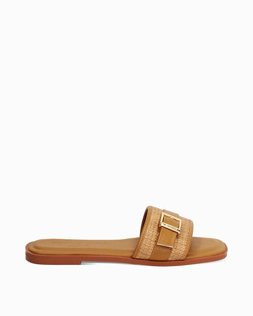Sandali bassi cognac con stile estivo, COGNAC