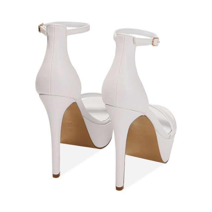 Sandali donna bianchi con plateau tacco 13 cm Primadonna Collection
