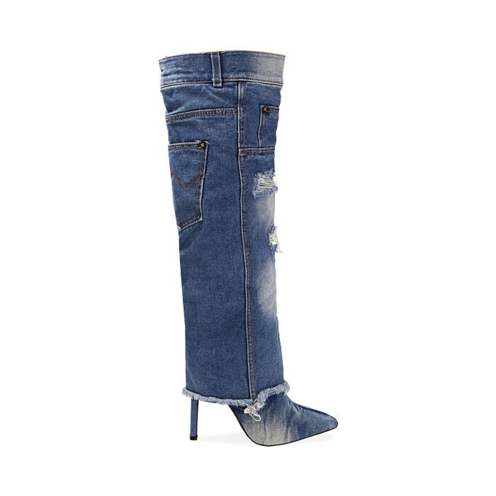 Stivali donna denim jeans tacco 10 5 cm Primadonna Collection