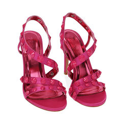 Sandali fucsia in raso con gemme, tacco 10,5 cm, Primadonna, 212105611RSFUCS036, 002 preview