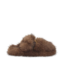 Pantoufles marron en fourrure synthétique avec semelle en caoutchouc, Primadonna, 264753201FUMARR035, 001a