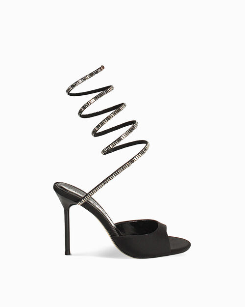 Sandali neri con tacco 9,9 cm, BLACK