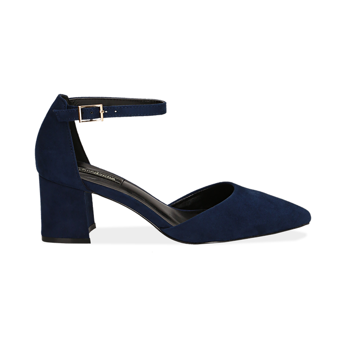 Decollete Blu In Microfibra Con Cinturino Tacco 6 Cm Primadonna