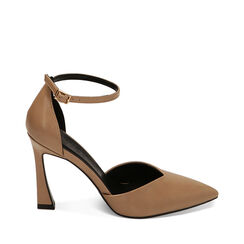 Décolleté cinturino beige, tacco 9,5 cm, Primadonna, 222159707EPBEIG035, 001a