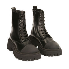 Anfibi neri in pelle, tacco 5,5 cm , Special Price, 187204418PENERO035, 002a