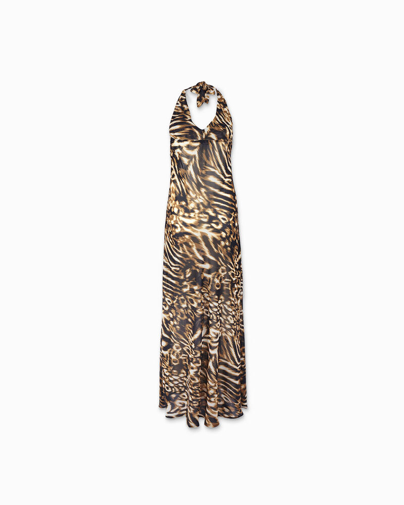 Vestito donna nero oro in tessuto image number null