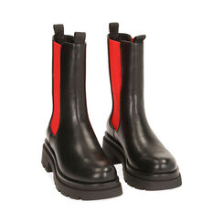 Chelsea boots nero/rossi, tacco 5 cm , Saldi, 180610101EPNERS037, 002 preview