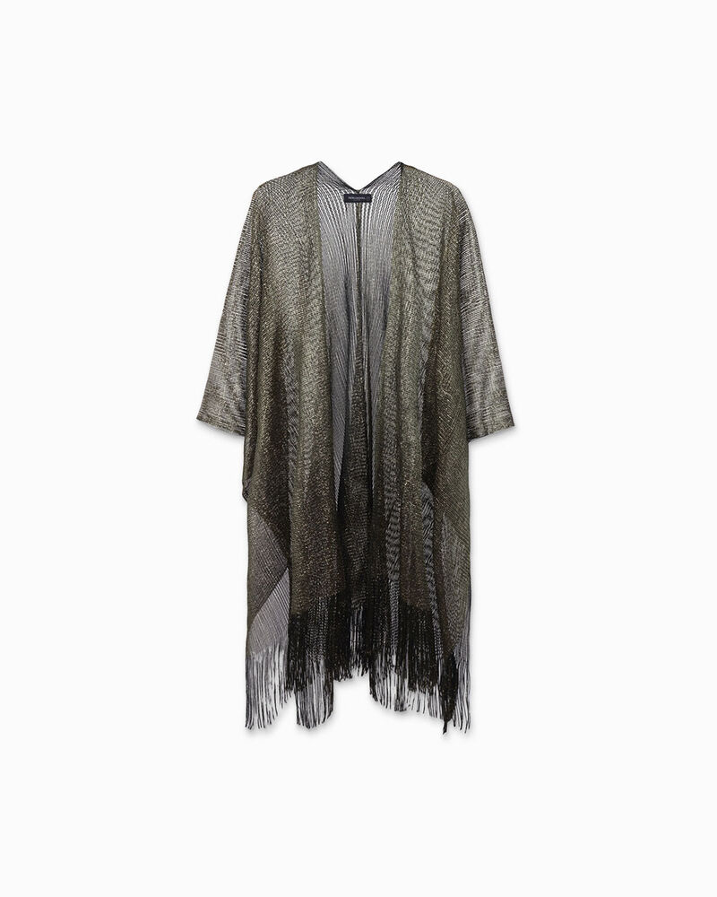 Poncho mujer verde en tejido image number null