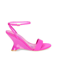 Sandalias con tacón fucsia en lycra, 232105404LYFUCS036, 001a