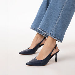 D&eacute;collet&eacute; blu slingback tacco 8 cm, Primadonna, 274929701EPBLUE036, 002 preview