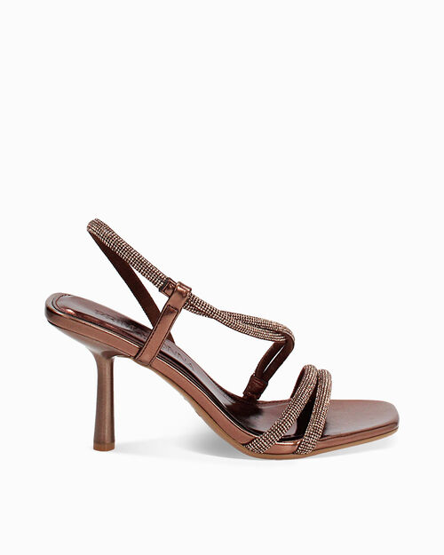 WOMEN SHOES SANDAL BRAIDED STONES RAME, COPPER