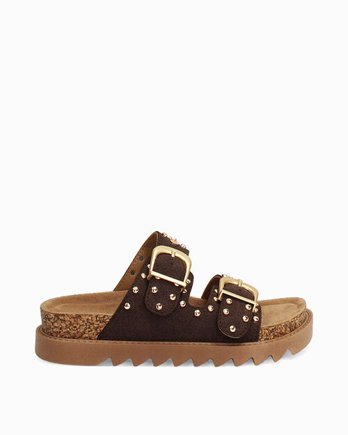 Fussbett testa di moro tacco 4,5 cm, DK BROWN