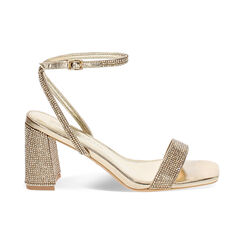 Sandalo donna oro luminoso, tacco gioiello 7,5 cm, Primadonna, 254924216LPOROG035, 001 preview