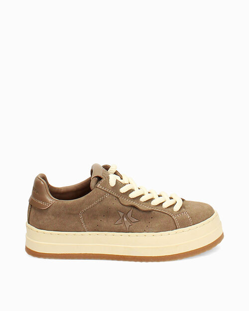 Sneakers taupe con detalles en perlas, TAUPE
