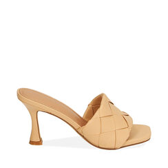 Mules beige, tacco 8 cm , 192791813EPBEIG036, 001a