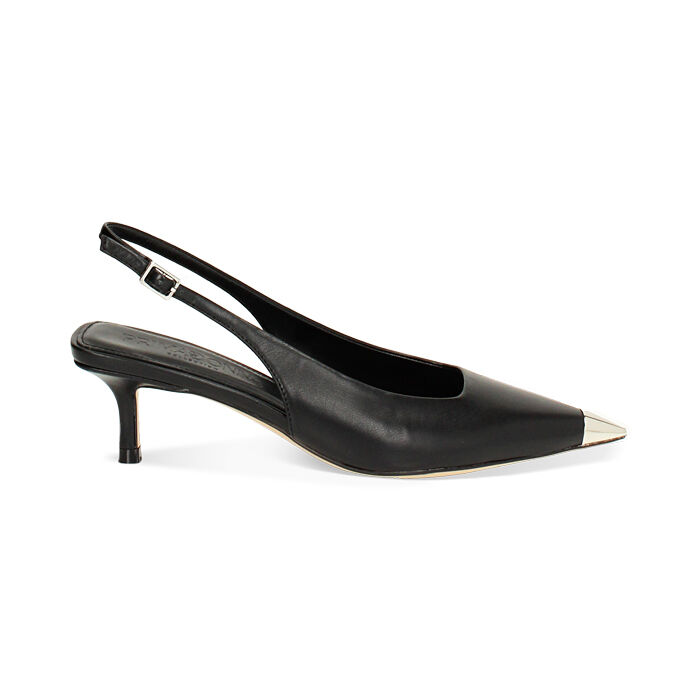 Décolleté slingback donna nere, tacco 5,5 cm, Primadonna, 252159103EPNERO035