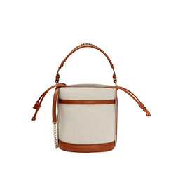 Bolso de mano mujer beige en canvas, Primadonna, 255102345CABEIGUNI, 001a