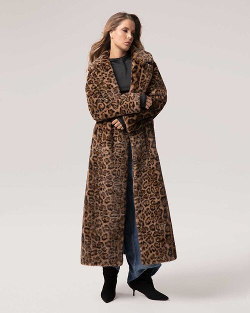 Giubbino in pelo sintetico leopard, LEOPARD