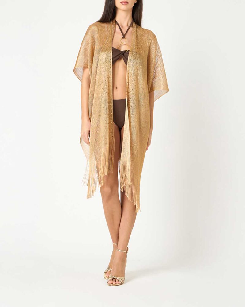 Poncho donna oro in tessuto image number null