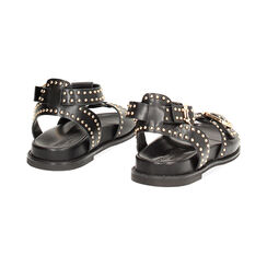 Sandales plates femme noires en cuir, Primadonna, 25N151008PENERO036, 004 preview