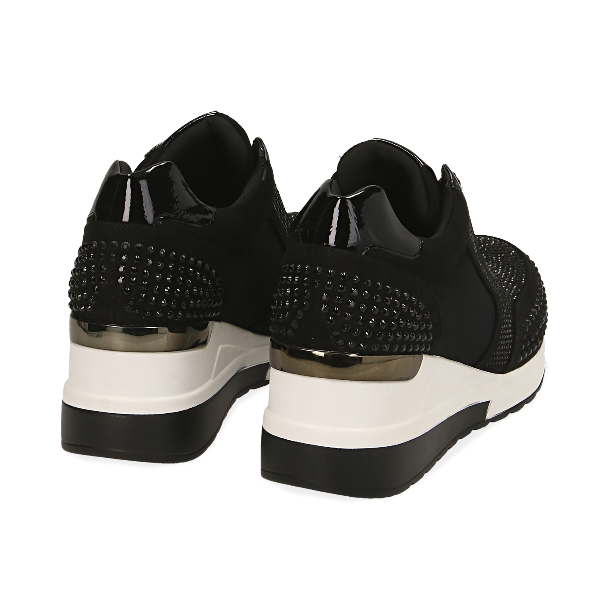 Sneakers nere in lycra con strass, zeppa 6 cm | Primadonna Collection