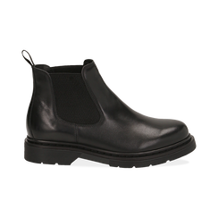 Chelsea boots neri in vera pelle, Stivaletti, 147729409PENERO036, 001 preview