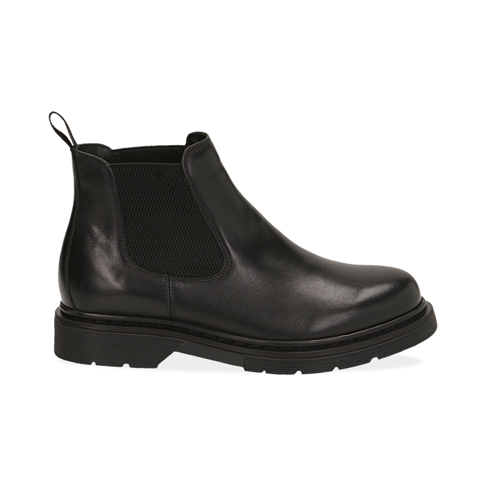 Chelsea boots neri in vera pelle, Stivaletti, 147729409PENERO036