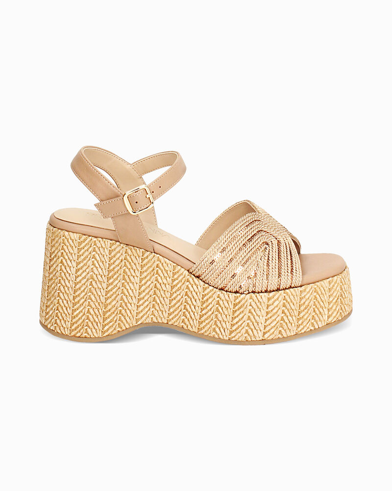 Zeppe donna oro in raffia image number null