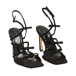 Sandalo donna nero con fiocchi, tacco 10 cm, Primadonna, 252140404LYNERO035, 003 preview