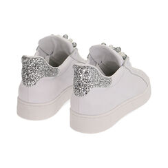 Sneakers bianche in pelle con glitter argento , SPECIAL WEEK, 17L600400PEBIAR035, 004 preview