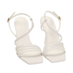 Sandali bianchi, tacco 9,5 cm, Primadonna, 214912902EPBIAN035, 002a
