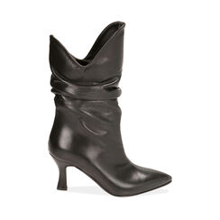 ZAPATOS BOTAS CAÑA CORTA PIEL NERO, Primadonna, 18A506004PENERO036, 001a