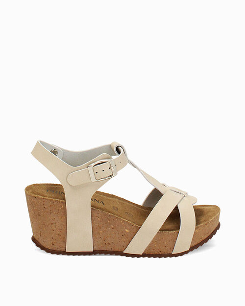 Zeppe panna con tacco 6,5 cm, CREAM