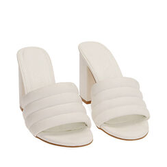 Mules blanco, tacón 9 cm, Zapatos, 192713003EPBIAN035, 002a