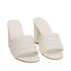 Mules bianche, tacco 9 cm , Scarpe, 192713003EPBIAN035, 002a