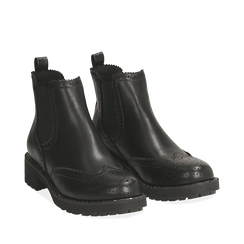Chelsea boots neri in eco-pelle con lavorazione Duilio, Stivaletti, 140692614EPNERO036, 002a