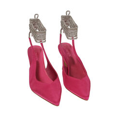 Décolleté slingback fucsia in raso, tacco 7,5 cm, Primadonna, 214903211RSFUCS035, 002 preview