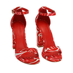Sandales en satin rouge, talon 10,5 cm , FIN DE COLLECTION, 192706086RSMURO037, 002a