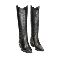 Bottes texanes noires en cuir, Primadonna, 23B814101PENERO035, 002a