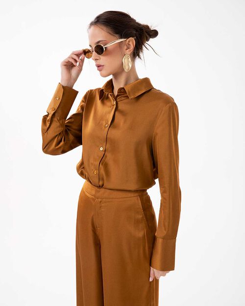 Camisa &oacute;xido con detalles refinados, RUST