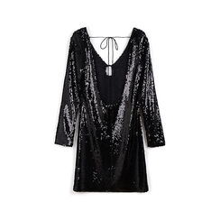 Robe noire en paillettes avec des détails uniques, Primadonna, 26C925117PLNEROL, 004 preview