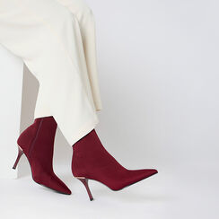 Tronchetti bordeaux in tessuto elasticizzato con tacco 8,4 cm, Primadonna, 262162809LYBORD035, 002a
