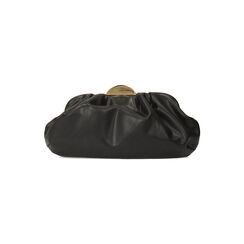 Clutch nera elegante con dettagli oro, Primadonna, 265126345EPNEROUNI, 004 preview