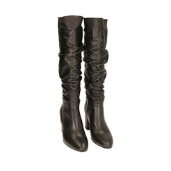 Bottes noires en cuir gaufré, talon 7,5 cm , Primadonna, 20A540703PENERO036, 002a